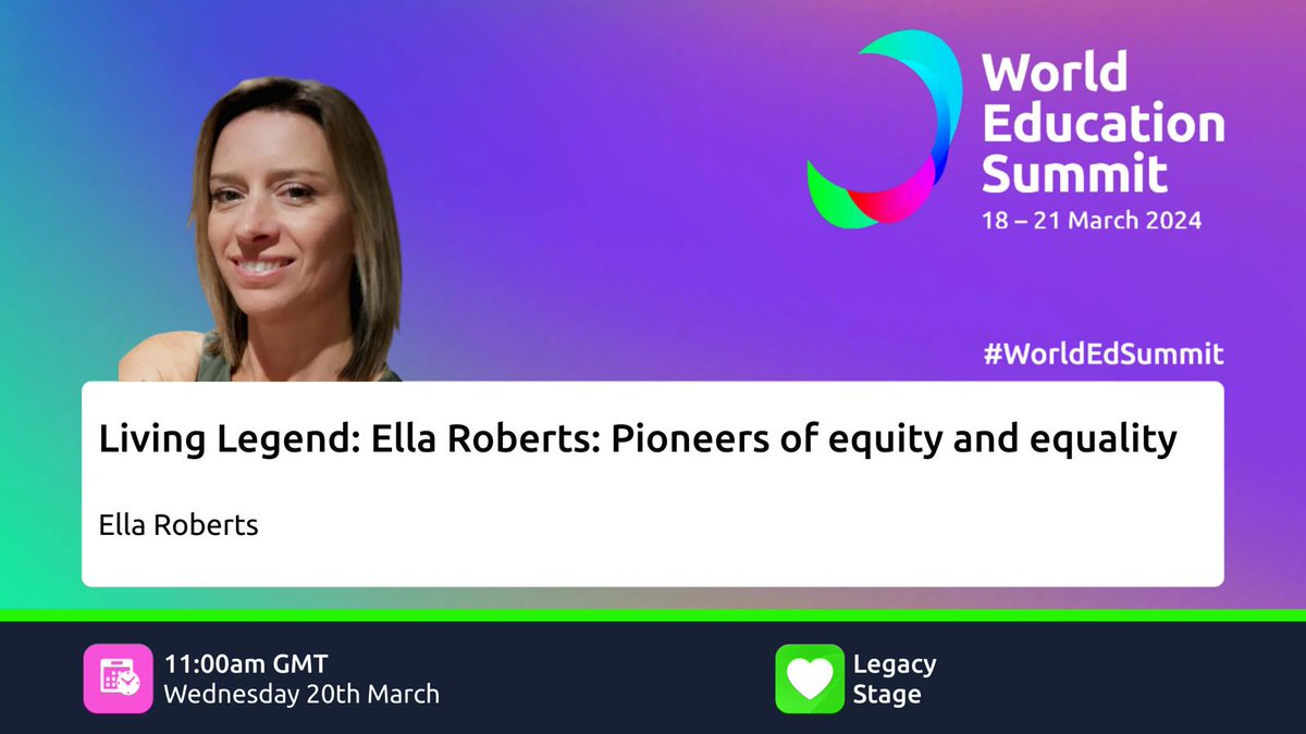 Today is the day. Looking forward to seeing you all online later. #WorldEdSummit #womeninleadership #equity