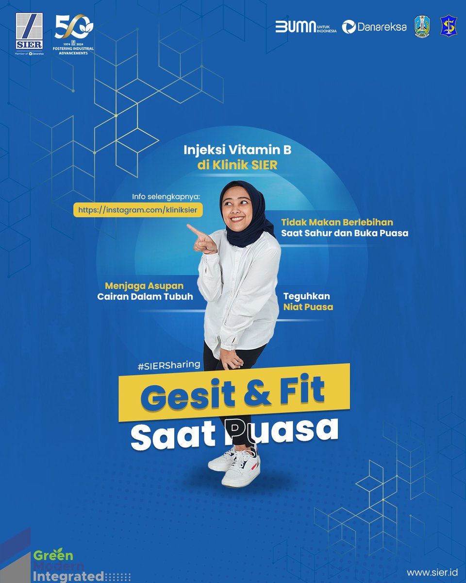 Salah satu tips biar fit saat puasa adalah injeksi vitamin B, supaya meningkatkan energi dan vitamin B merupakan anti oksidan yang kuat.
Sehingga Sobat SIER tidak lemas dan mudah sakit saat menjalani puasa sambil beraktivitas.

Yuk buruan ke Klinik SIER ya
Selamat berpuasa !