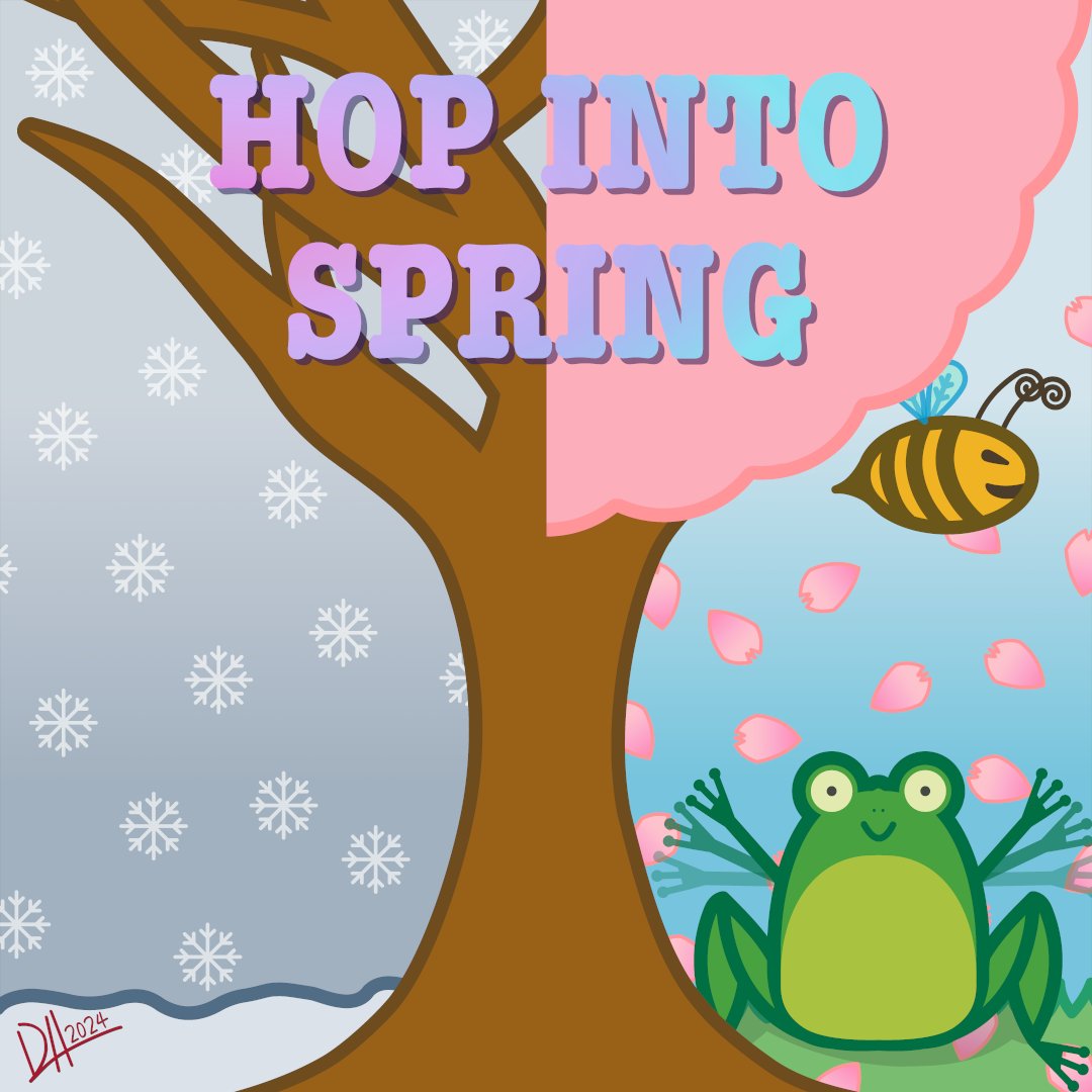 🐸🌸 Hop Into Spring! 🌸🐸

🐸Frog: Yay! First day of Spring! Time for the flora and fauna to wake up after the long slumber that was Winter. 🥰🐸🌳🌻🐝

#Spring #FirstDayOfSpring #FirstDayOfSpring2024 #Bee #Frog #Tree #CherryTree #cherryblossoms #Winter #EndOfWinter #Art #Vector