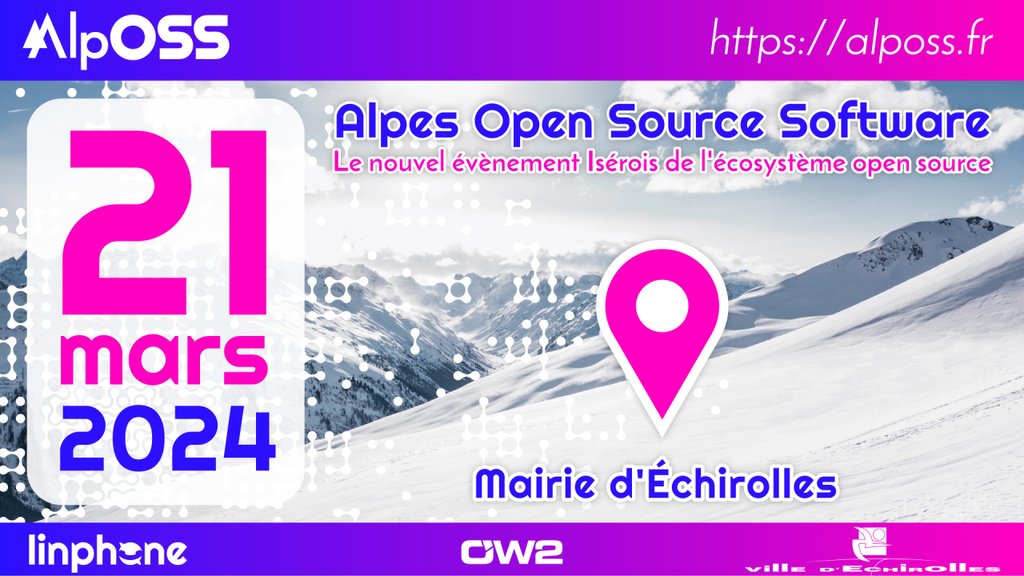 Alpes Open Source Software #AlpOSS jeudi 21 mars à la mairie @Echirolles38 l'événement Isérois de l’écosystème Open Source alposs.fr Intervention @framaka 'Soutenir le développement des communs numériques dans l'éducation' cc @DRANE_Grenoble alposs.fr/wp-content/upl…