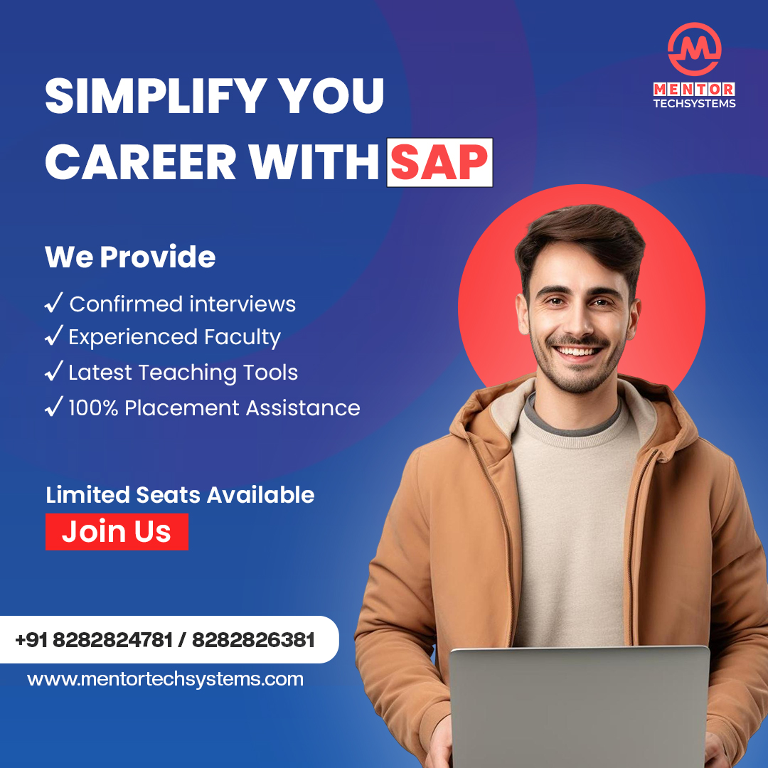 🌟 MENTOR TECHSYSTEMS 🌟
SIMPLIFY YOUR CAREER WITH SAP 💼
Join us for:
✓ Confirmed interviews 🎓
✓ Experienced Faculty 👩‍🏫👨‍🏫
✓ Latest Teaching Tools 📚
✔100% Placement Assistance 🌐

#SAPEvolution #Innovation #SAPS4HANA🎓💼 #SAPMM #SAPHANA #MaterialManagement #RealTimeExperts