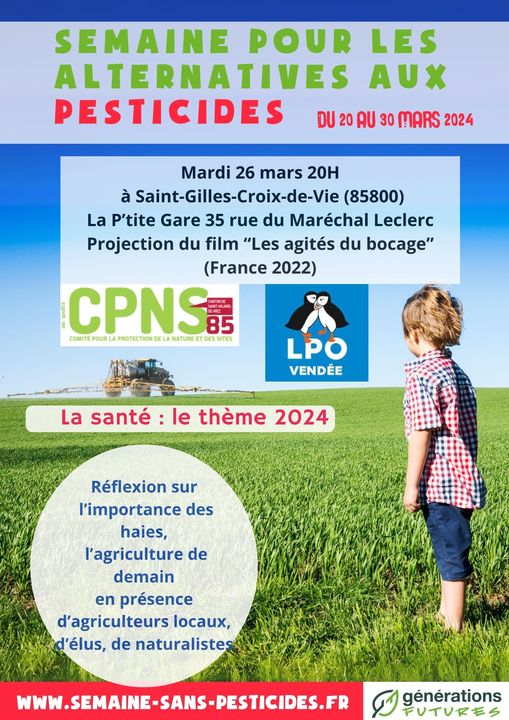 fne85's tweet photo. Dans le cadre de la Semaine Pour les Alternatives aux Pesticides, le CPNS et la LPO Vendée présentent le film "Les agités du bocage", l'occasion de parler ensuite d'une agriculture respectueuse de l'environnement avec des agriculteurs du coin qui la pratiquent. #SPAP https://t.co/6UvyVr0ib4