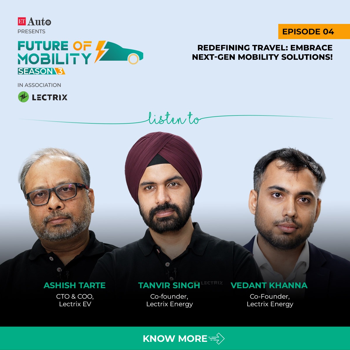 ETAuto's tweet image. In the fourth episode,  @LectrixEV empowers Next-Gen Mobility.

Pioneering electric solutions, inclusive practices, and a commitment to a greener future drive Lectrix forward.

#StayTuned!#ETAuto #LectricEV #Sustainability #Innovation #FutureOfMobility #Episode4