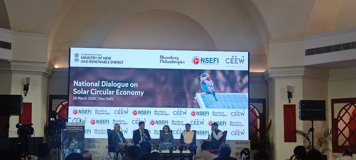 #LiveNow Session 1: Creating circular solar value chain: challenges and opportunities at National Dialogue on Solar Circular Economy hosted by #NSEFI in collaboration with @CEEWIndia