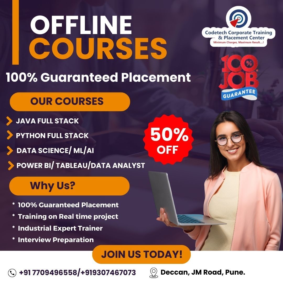 Codetechtpc's tweet image. 🛑 Classroom &amp;amp; Online Training at Deccan Branch 🛑
💥New Batch Start from 26th Mar, Time: 12.30 PM to 02.30 PM. 💥
👉Why Choose Us?
✅ 100% Job Placement guarantee
✅ We Provide Industrial Live Project Training
✅ We Provide GD and Soft Skill Training
