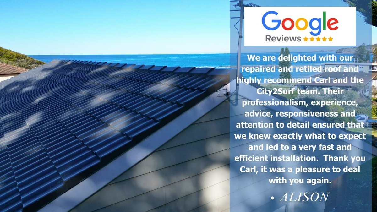 City2surf Roofing are proud of our relationships we build with our clients. One every project we work hard to achieve 100% satisfaction.  city2surfroofing.com.au
#tileroofing
#rooftilers 
#northernbeachesroofing #roofingnorthernbeaches 
#colorbondroof #colorbondsteel #metalroof