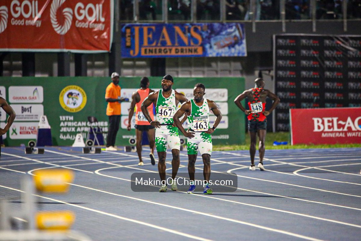 ⚽️The Nigerian Quartet Of Israel Sunday Okon, Consider Ekanem, Alaba Akintola & Fakorede Adekalu Have Secured An Automatic Final In Men's 4x100m Heat With A Final Match Against Ghana Who Won Heat 3 With SB of 38.67s. 
 #Accra2023 #AfricaGames2023 #AfricaGames #Stereogoddess