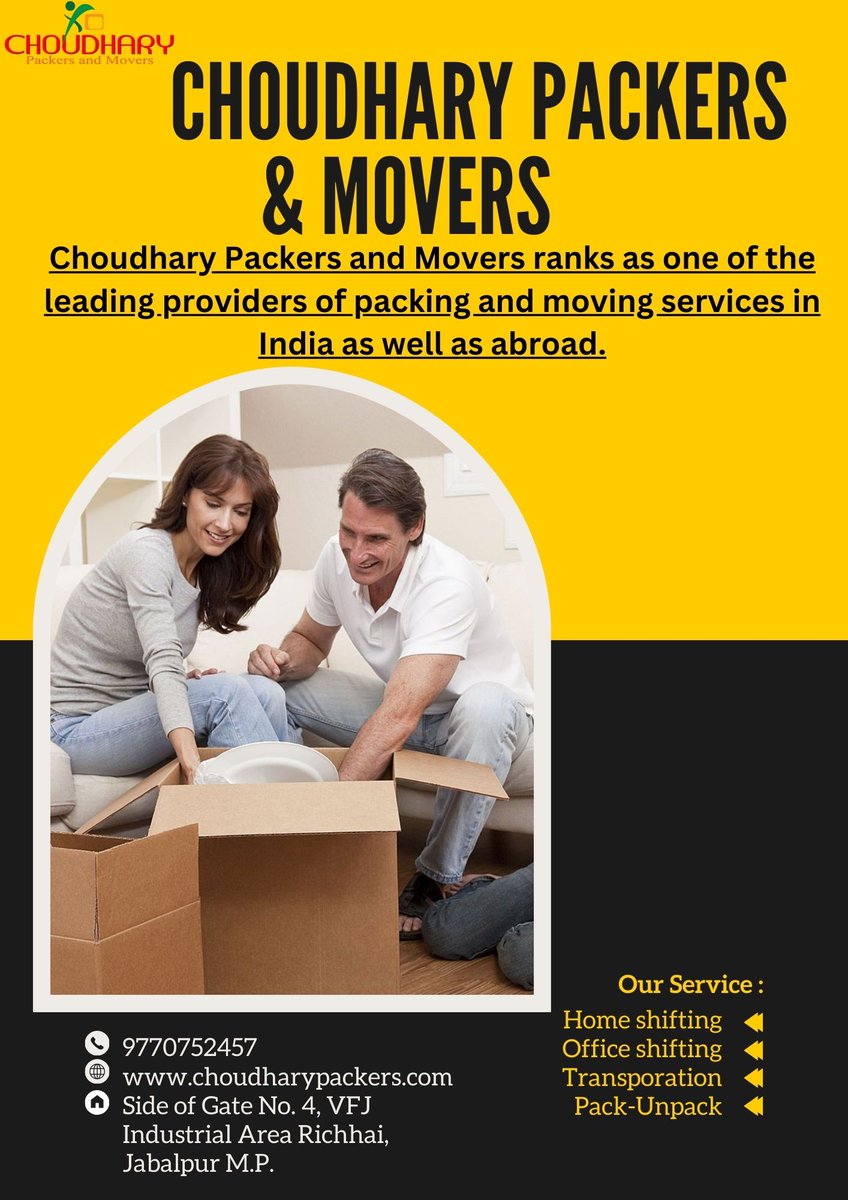 ChoudharyPacker's tweet image. Choudhary Packers and Movers jabalpur is a renowned movers and packers in Jabalpur providing prompt and reliable packing and moving services at competitive prices. 
Call/WhatsApp:-+91-9770752457
choudharypackers.com
 #packersandmoversjabalpur #choudharypackersandmovers
