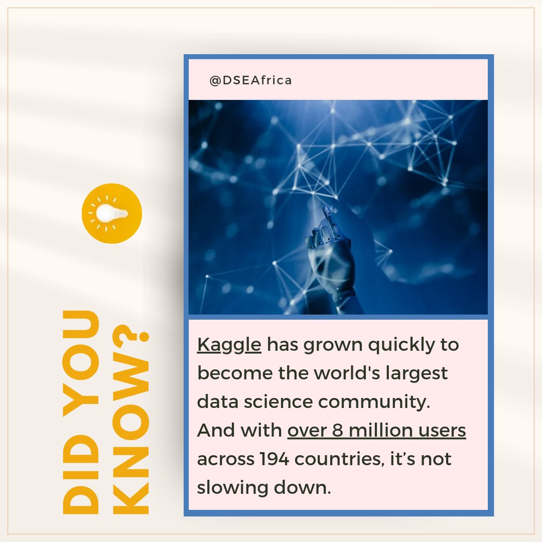 Many budding data scientists start with Kaggle on their machine learning journey & post the progress of their real-time machine learning projects.Users share data sets and enter competitions solving data science challenges with neural networks. Tried it?What do you like about it?