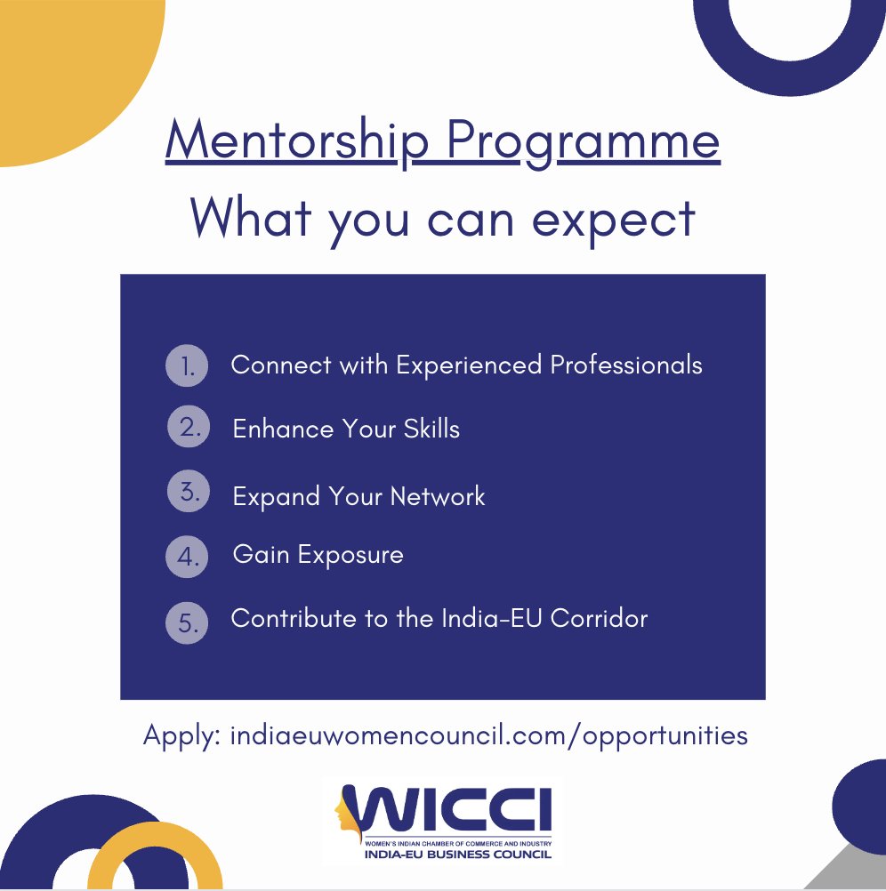 The application for our Mentorship Programme for Young Women in the #India-#EU Business Corridor is open! We're inviting aspiring young professionals to join us on this empowering journey to excel in the #EUIndia business landscape 🚀. #indiaeuwomen #womeninbusiness
