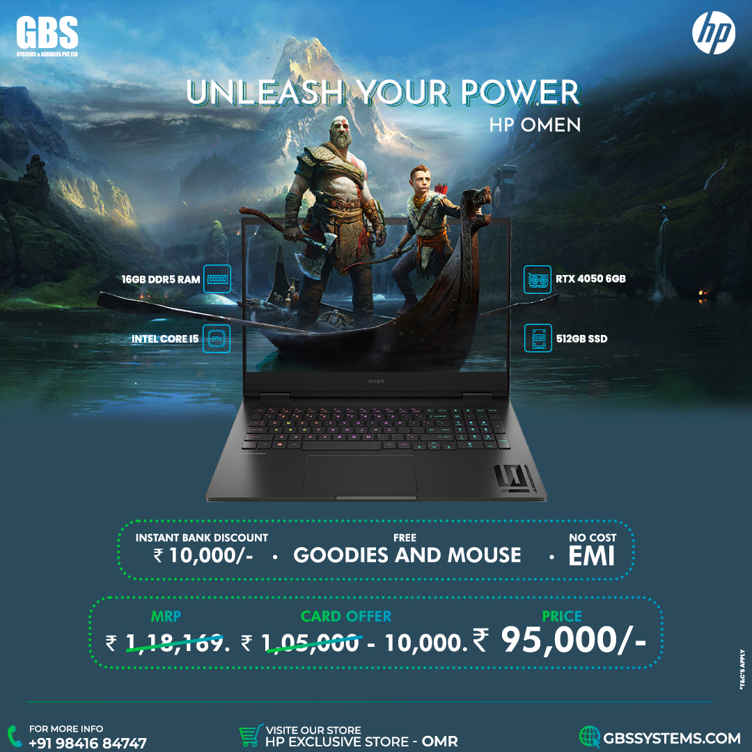 Elevate Your Gaming Arsenal with HP Omen! 🚀 Ignite your passion for gaming with the HP Omen, available exclusively at the 𝐇𝐏 𝐒𝐡𝐨𝐰𝐫𝐨𝐨𝐦 𝐢𝐧 𝐎𝐌𝐑! Contact: 98416 84747 #hp #laptop #hpomen #pc #crazy #gaming #live #chennai #ipl #offers #cool #laptoplifestyle