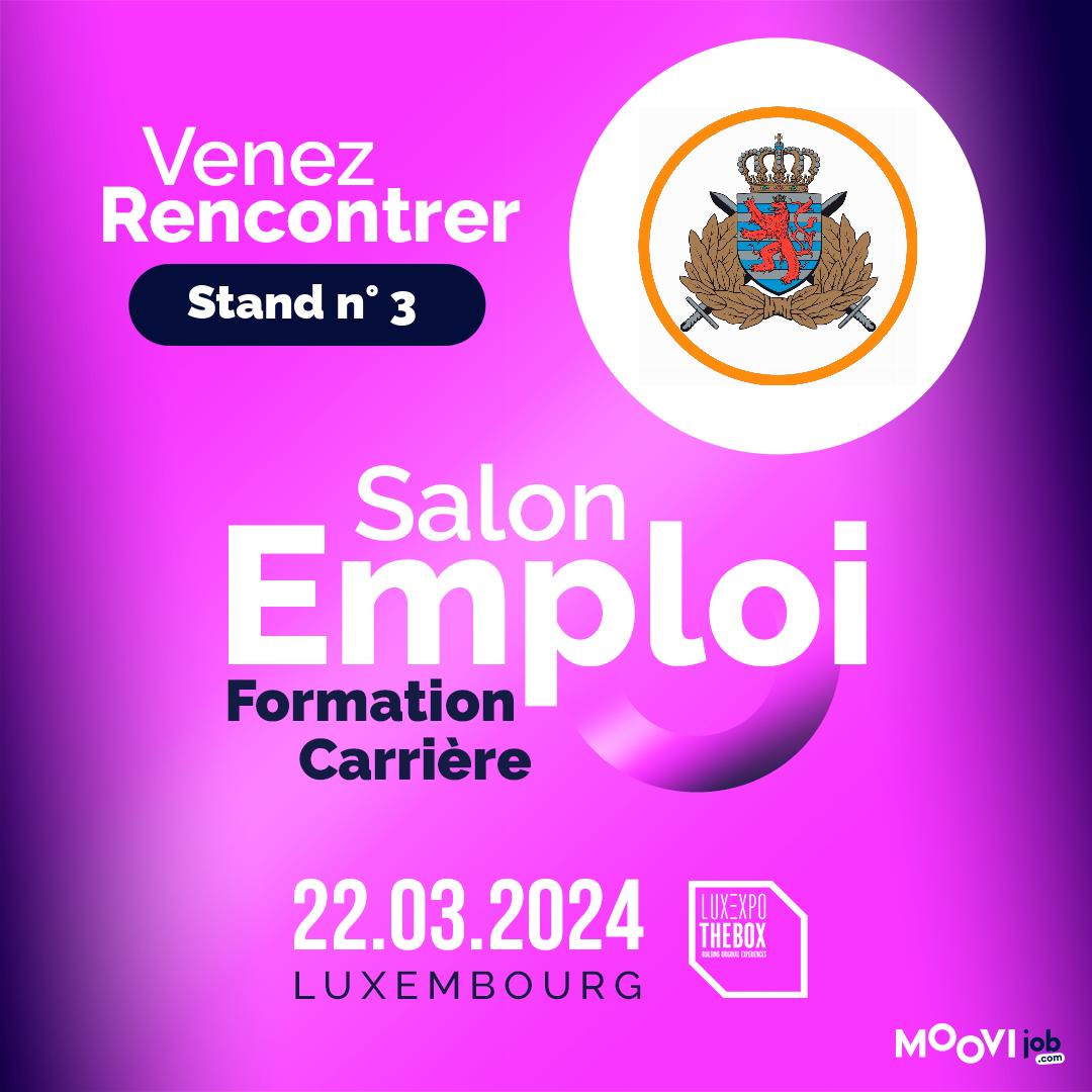 Och d’Lëtzebuerger Arméi ass nees um Moovijob Day den 22. Mäerz vun 9:30 bis 17:00 an der Luxexpo The Box vertrueden! Kommt bis laanscht an informéiert iech iwwer déi flott an ofwiesslungsräich Karriäre bei eis! #KommBeiEis