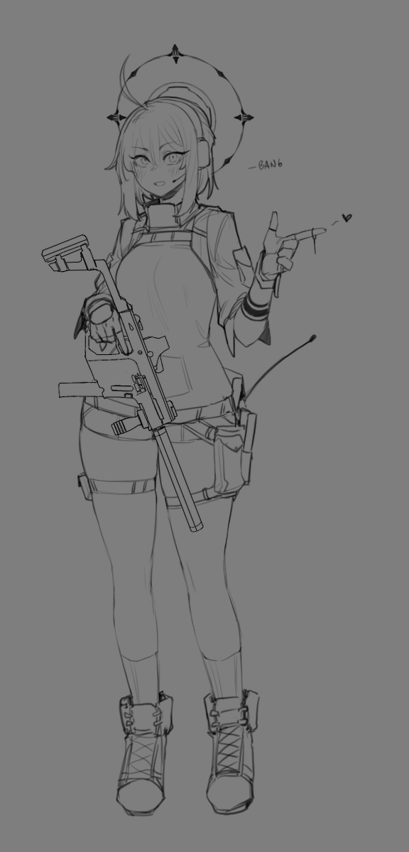 I think she needs more to her design. Tactical girls are cute. so here's mine. I call her Heart Piercer.