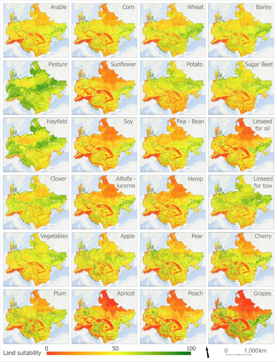 How much your land is suitable to agriculture? Which crop would grow better on your soil?🌻🍐🌽🍇 New study/dataset by @EU_ScienceHub soil team assesses land suitability in temperate Europe🤎 Full story➡️sciencedirect.com/science/articl… Free data download➡️esdac.jrc.ec.europa.eu/content/land-s…