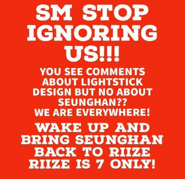 jamstarnkmt's tweet photo. It's not only for Seunghan; this voice is for all members of RIIZE too. SM, who ignored every voice from fans, especially global fans, always said they would go to be a global company. How dare you say that? Because your company never listens to or cares about feedback from global fans. and you also ignore the bad things that your artists have faced.

Honestly, I can't boycott 100% at this time, but I will try my best to shout and speak in this case until they are active or bring all 7 members to us.

#SM_GiveUsAStatement 
#BringBackSeunghan 
#RIIZEIs7 
#ComebackWithSeunghan 
#승한을돌려주세요 
#BoycottSM 
@SMTOWNGLOBAL