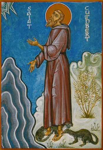 It’s St Cuthbert’s Day and here he is having his feet dried and warmed by sea otters.  #StCuthbert
