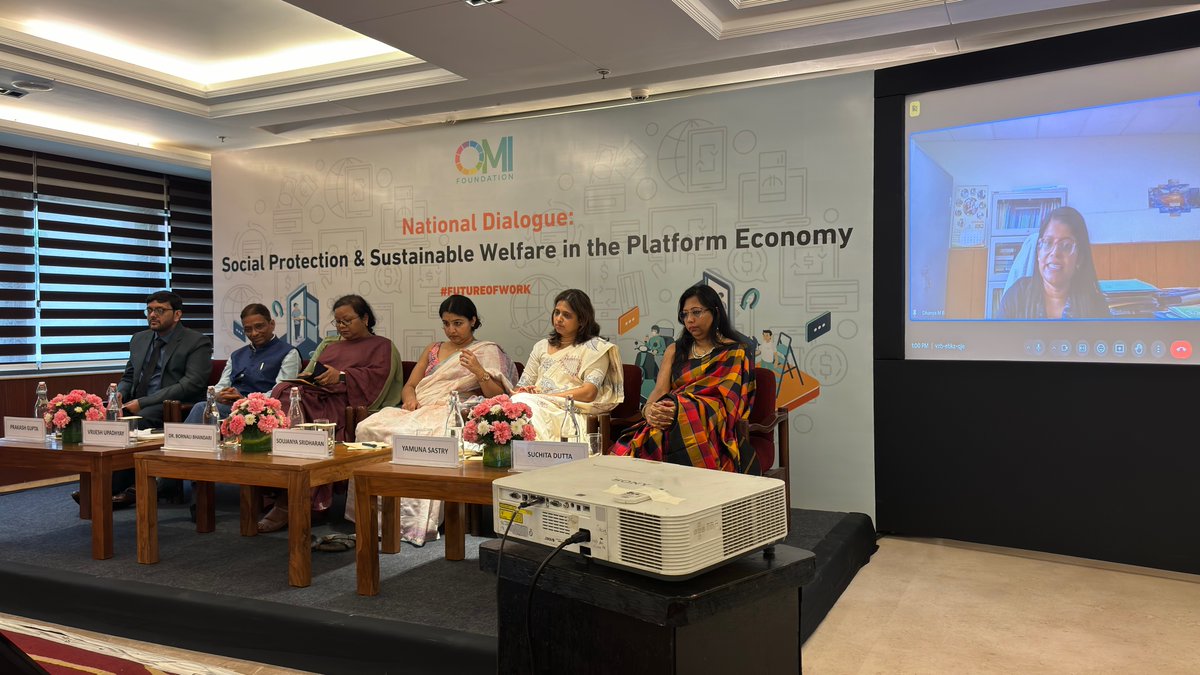 🌟 Our panel on 'Sustainable Social Protection in India's Platform Economy' has concluded. Big thanks to our panellists & audience for a meaningful dialogue! 🙏 Today’s discussions are a step towards innovative social security frameworks. #FutureOfWork #SocialProtection