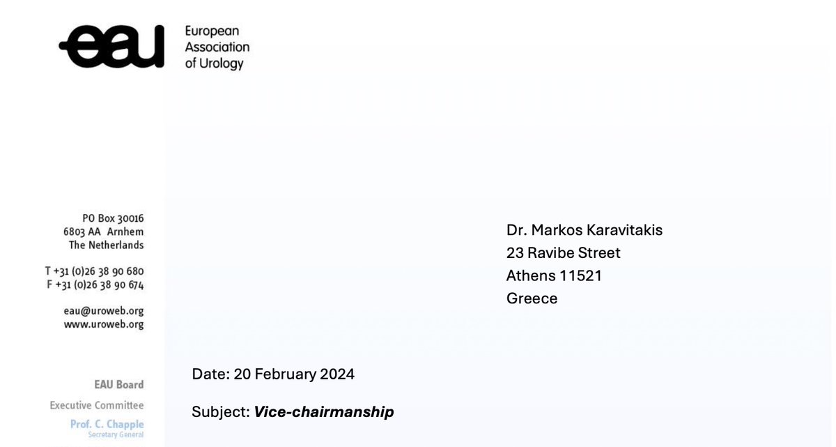 Proud to share my appointment as Vice Chair of <a href="/EauPatient/">EAU Patient Information</a>  !  Committed to advancing patient education, advocacy, &amp; engagement across Europe with an exceptional team. Grateful for <a href="/Uroweb/">European Association of Urology (EAU)</a>'s support &amp; collaboration with our invaluable partners.  #PatientCare