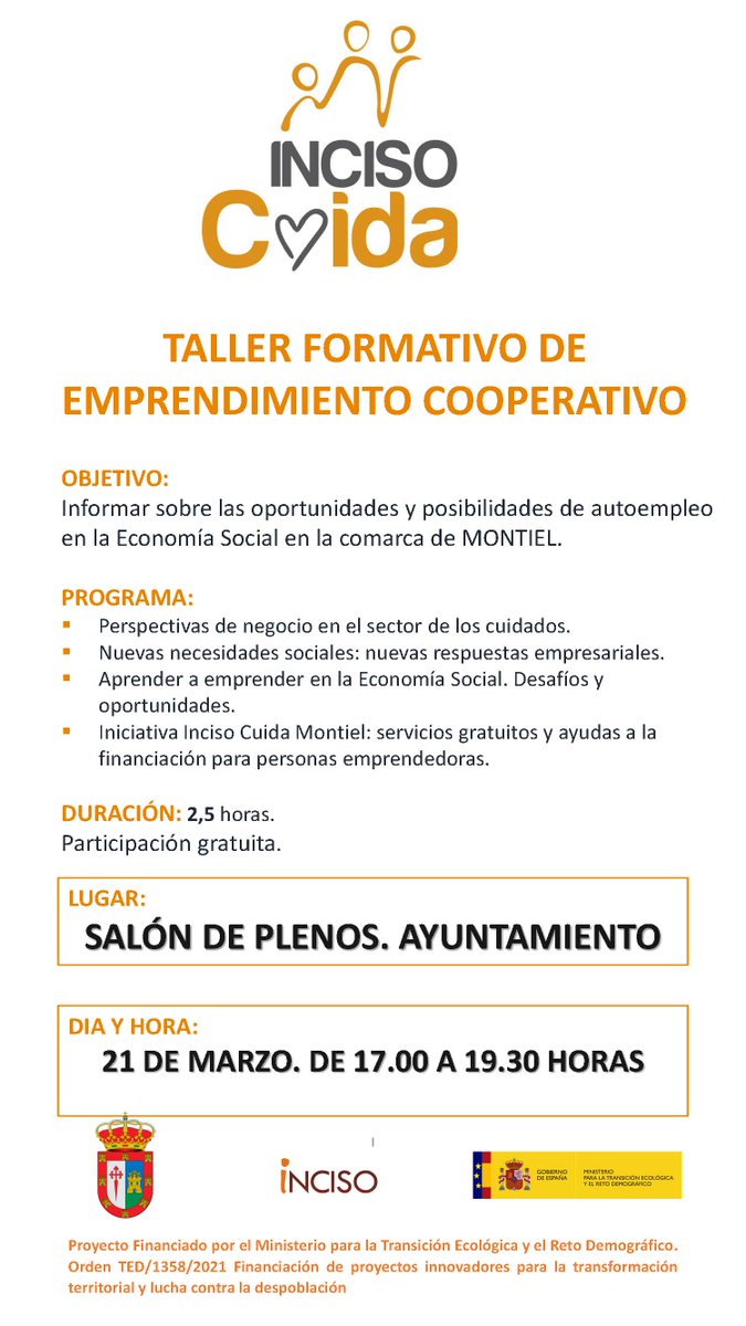 🏃‍♀️🏃¡¡𝐄𝐦𝐩𝐫𝐞𝐧𝐝𝐢𝐦𝐢𝐞𝐧𝐭𝐨 en la Comarca de Campo de Montiel!!
💡💡El programa 𝐈𝐍𝐂𝐈𝐒𝐎 𝐂𝐮𝐢𝐝𝐚 𝐌𝐨𝐧𝐭𝐢𝐞𝐥 comienza sus talleres gratuitos formativos.
👉
#Emprendimiento #formacióngratuita #talleresgratuitos #ComarcaCampodeMontiel @mitecogob