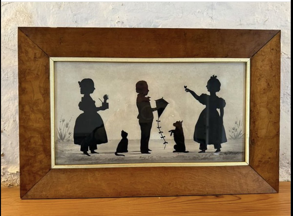 This charming 19th century silhouette picture of children is one of a collection we acquired from a recent house clearance.
Please message for further details.
#EnglishAntiques
#SilhouettePicture
#AntiqueSilhouette
#AntiqueSilhouettes 
#Silhouette
#19CenturySilhouette