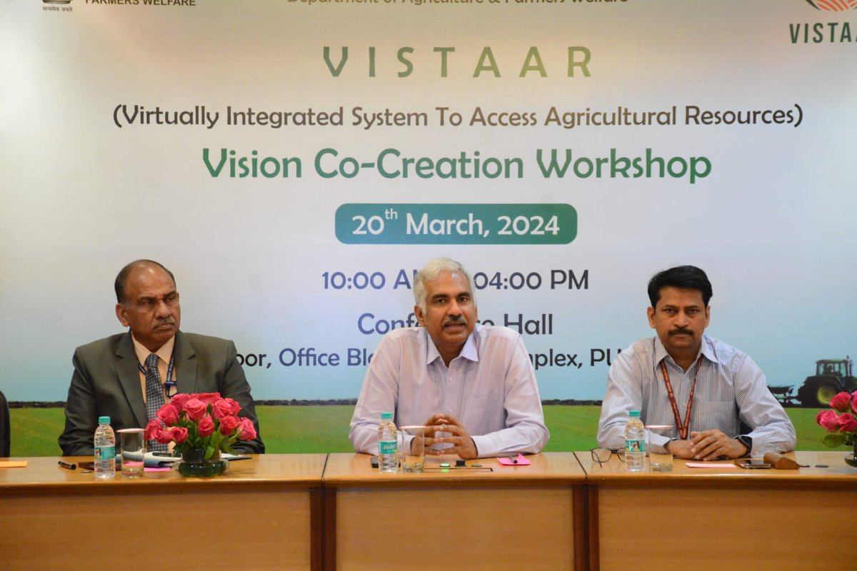 AgriGoI's tweet image. The VISTAAR (Virtually Integrated System to Access Agricultural Resources) Vision Co-Creation Workshop took place at the NASC Complex, PUSA, New Delhi, today. The workshop aimed to discuss technologies & innovations relevant to VISTAAR,
#agrigoi #VISTAAR #agtech #agriinnovation