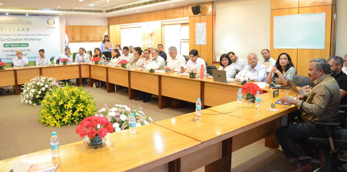 AgriGoI's tweet image. The VISTAAR (Virtually Integrated System to Access Agricultural Resources) Vision Co-Creation Workshop took place at the NASC Complex, PUSA, New Delhi, today. The workshop aimed to discuss technologies & innovations relevant to VISTAAR,
#agrigoi #VISTAAR #agtech #agriinnovation
