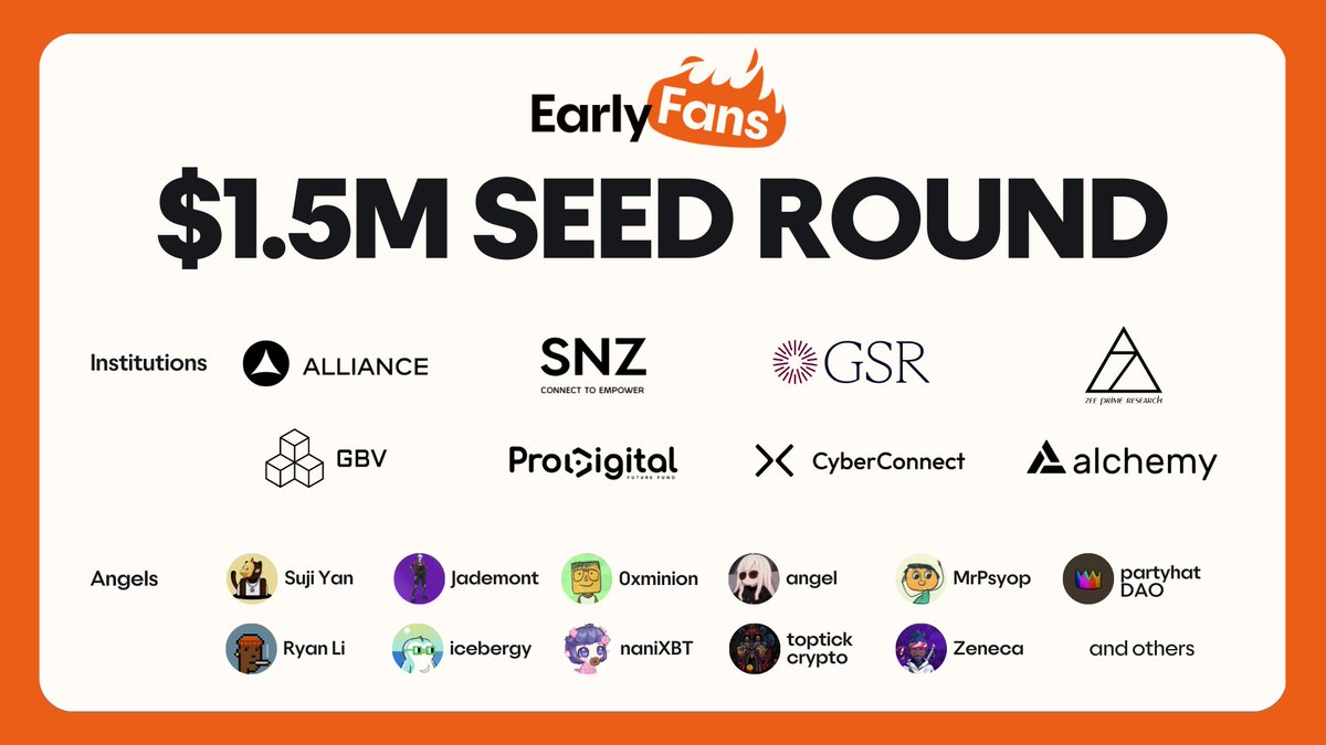 Excited to announce that EarlyFans and its SocialFi lab @atticc_xyz have successfully closed a $1.5m seed round🌱 We are honored to be backed by: Top tier institutions > @alliancedao @snzholding @GSR_io @ZeePrimeCap @gbvofficial @ProDigitalFund @AlchemyPlatform Leaders in Web3…