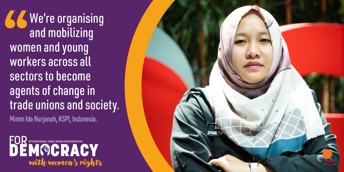 🗣️'We're organising and mobilizing women and young workers across all sectors to become agents of change in trade unions and society.' Mimin Ida Nurjanah @KspiCitu @itucasiapacific 👉unioncsw.world-psi.org #UNCSW68 #CSW6 #GlobalUnions #WomenForDemocracy