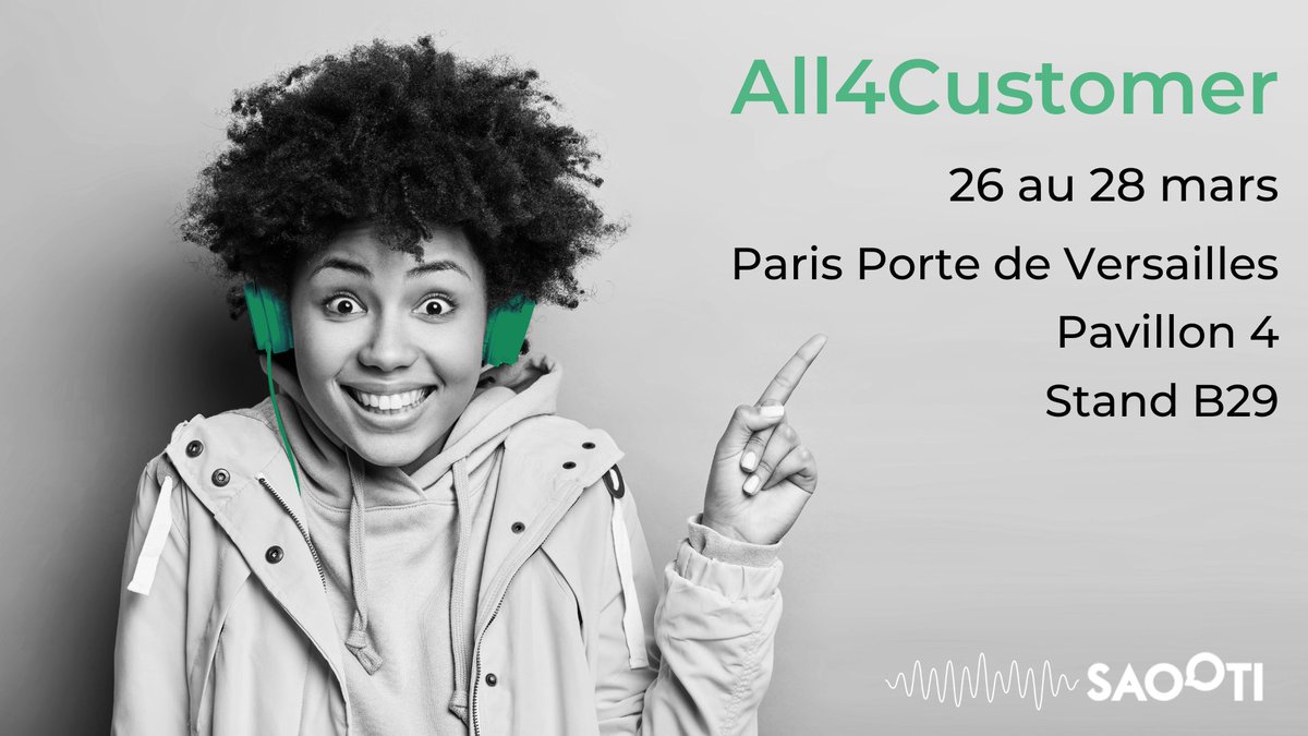📅 Rendez-vous du 26 au 28 mars à @All4customer à Paris Porte de Versailles Pavillon 4.

➡️Retrouvez-nous au stand B29 pour nous parler de votre projet.

😉 Inscrivez-vous 👉 bit.ly/49mpa3u

#audio #salon #communication #marketing #All4customer #podcast #radio