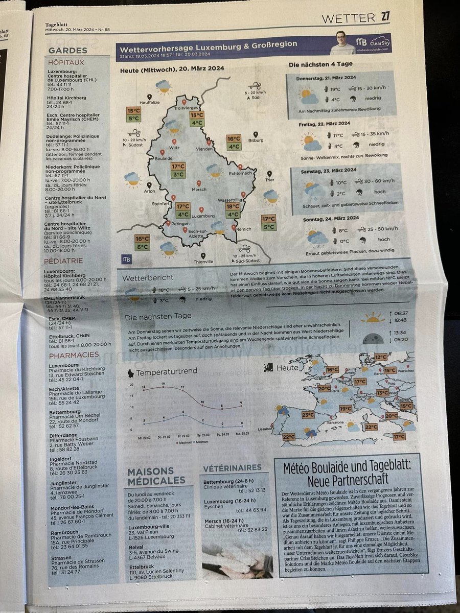 Now this is unreal! Merci un d'<a href="/tageblatt_lu/">Tageblatt</a>  fir d'Vertrauen! <a href="/meteoboulaide/">Météo Boulaide</a> gëtt et elo also och an der Print-Welt 😁⚡️