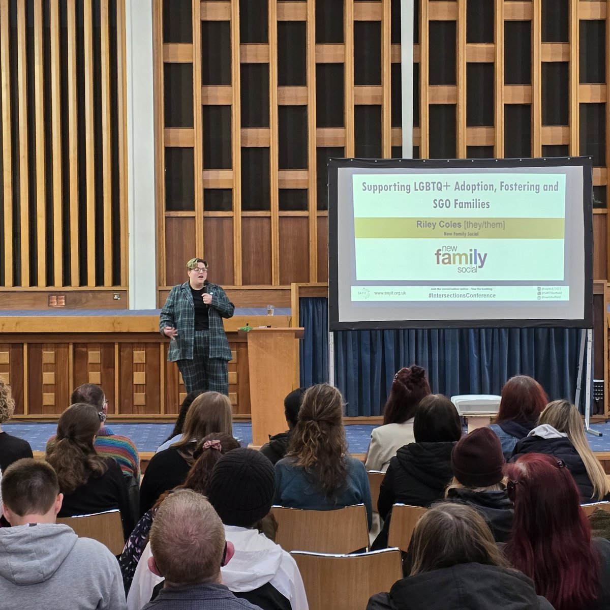 So great to speak about lgbt+ liberation as a radical working class tradition, at @SAYiTSheffield #IntersectionsConference today along side amazing speakers like Heather, SayIt CEO, Riley, New Family Social and many others. Not to mention joining NEU activist Selina on our stall!