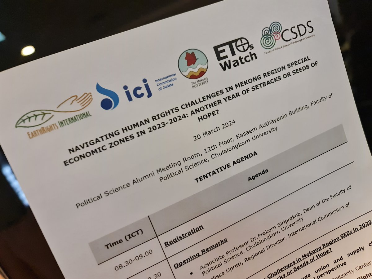 🇰🇭🇱🇦🇲🇲🇹🇭 #Today @ICJ_Asia is co-hosting a dialogue on navigating human rights challenges in SEZs in the Mekong region where CSOs share the abuses faced in the course of developing SEZs, particularly on the lack of meaningful participation in decision making & discuss ways forward