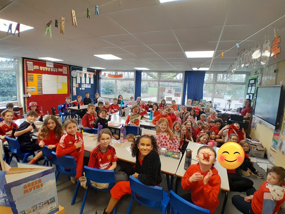 Apologies for the delay but here are Year 4 looking fabulous in red for @comicrelief