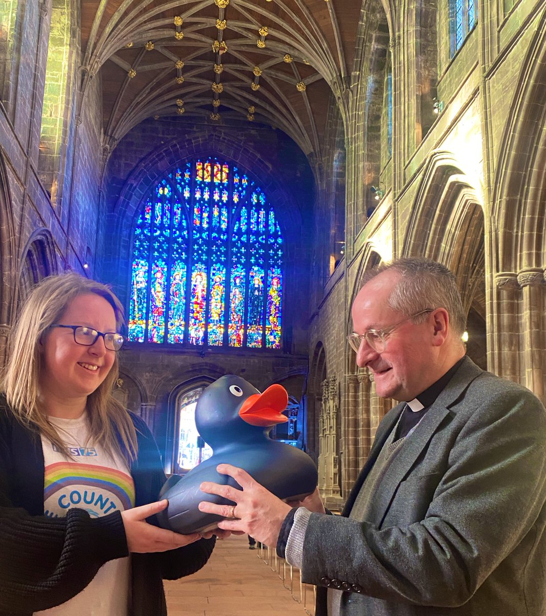 The Dean of Chester was delighted to take delivery of our adopted duck this week, ahead of the Chester Duck Race on 20 April 2024. We’re delighted to support a worthwhile local charity @COCHfundraising Will you be heading along to the race? #Chester