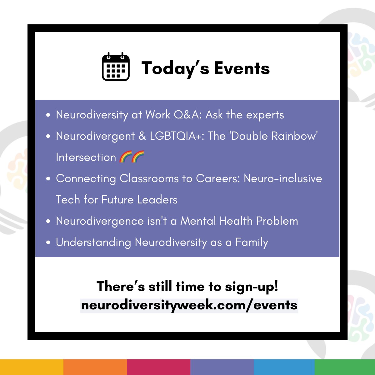 It's Day Three of #NeurodiversityCelebrationWeek 2024! 🌟 Check out some of the events happening today... A huge thank you once again to everyone for your support so far! #NeurodiversityWeek #NCW #ThisIsND