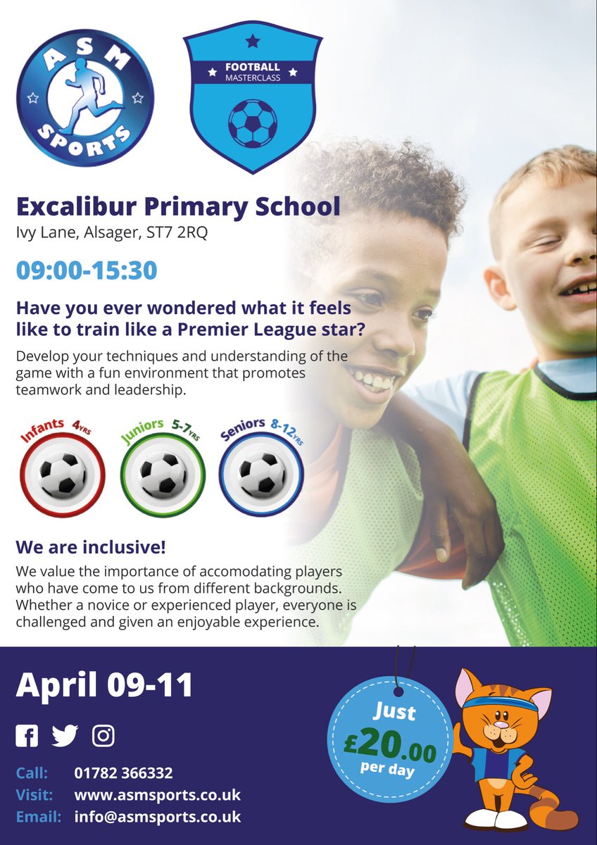 ASMSportsuk's tweet photo. 🚨 Reminder of our amazing Holiday club Programme over Easter! 
Don’t miss out! 
Email https://t.co/6dHC8DTB06 
Call: 01782 366332
🏏⚽️🏉🥎🎳 https://t.co/XmQujRX0KK