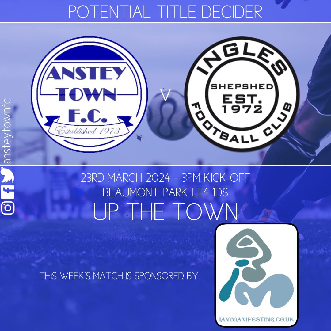 POTENTIAL TITLE DECIDER

The town are in action at Beaumont Park this weekend against Ingles Reserves 3pm KO. A win this Saturday would see the town be crowned champions of the league. 

All support is welcomed for this one as we look to get the win.

UP THE TOWN