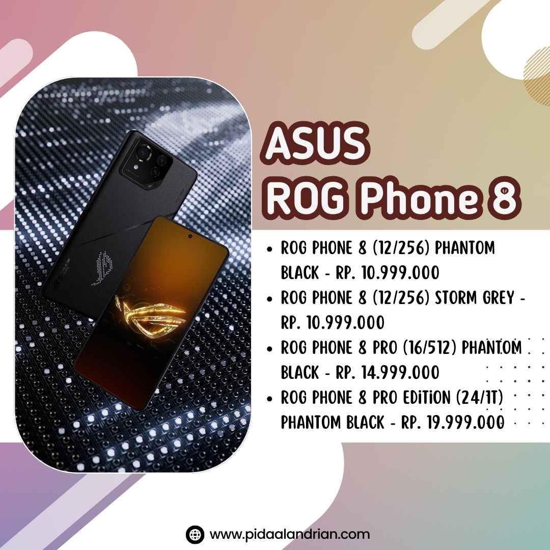 Dengan semua keunggulan yang dimiliki #ROGPhoneID
<a href="/ASUS_ROG_ID/">ROG Indonesia</a>
Beyond Gaming, tentu kalian pada penasaran kan berapa harganya. Nah ini dia nih daftar Harga &amp; Ketersediaan ROG Phone 8.  Cek gambar ya!