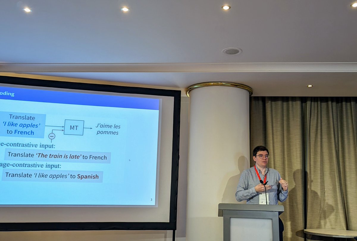 Now at #EACL2024: <a href="/RicoSennrich/">Rico Sennrich</a> presenting our work on source-contrastive and language-contrastive decoding.
Read the paper here: aclanthology.org/2024.eacl-shor… (with <a href="/alireza_mshi/">Alireza Mohammadshahi</a> <a href="/cl_uzh/">Zurich Computational Linguistics Group</a>)