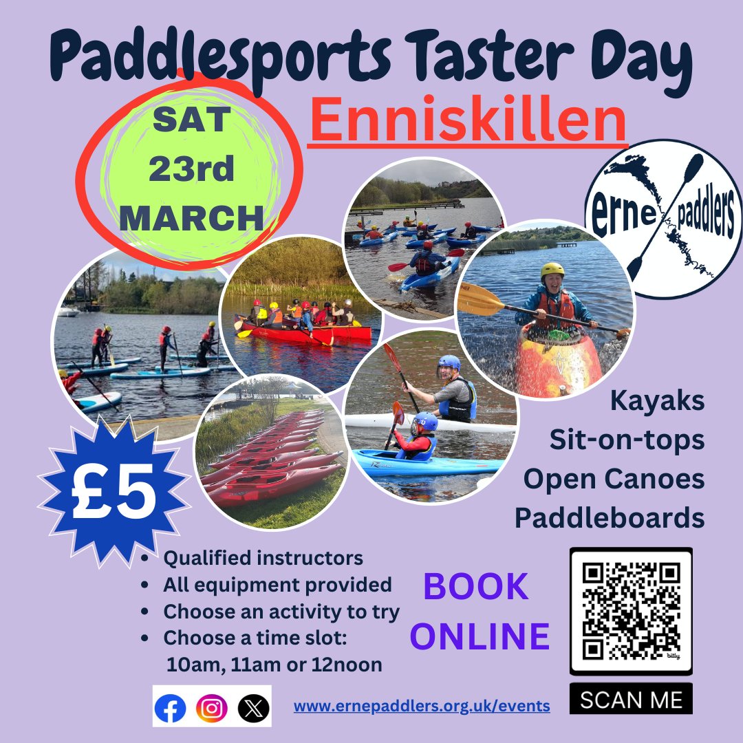 This weekend! A few places still available. Book online asap. ernepaddlers.org.uk/events #paddlesport #kayakingfun #wellness #outdooradventures #trysomethingnew #Enniskillen @Gocanoeing @fermanaghlakes @LoughErneLP