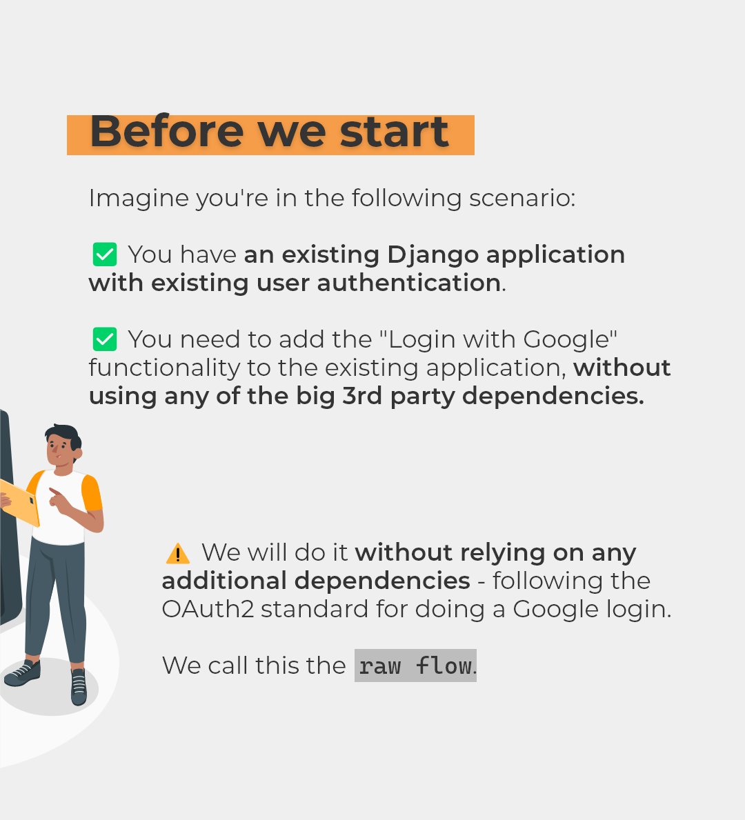 HackSoft_'s tweet image. Are you struggling with adding #Googlelogin to your @djangoproject / #DjangoRestFramework application? 😩

Don&apos;t worry, we&apos;ve got you covered!
