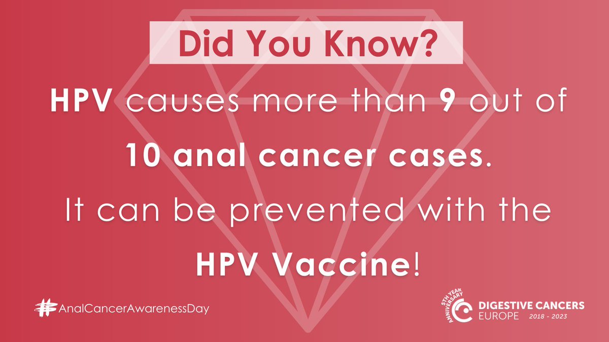 #DidYouKnow that as many as 90% of the cases of #AnalCancer are linked to a virus called #HumanPapillomaVirus, or #HPV? On #AnalCancerAwarenessDay, help us to share awareness of this cancer.

Learn more about it on our website👉 digestivecancers.eu/raising-awaren…