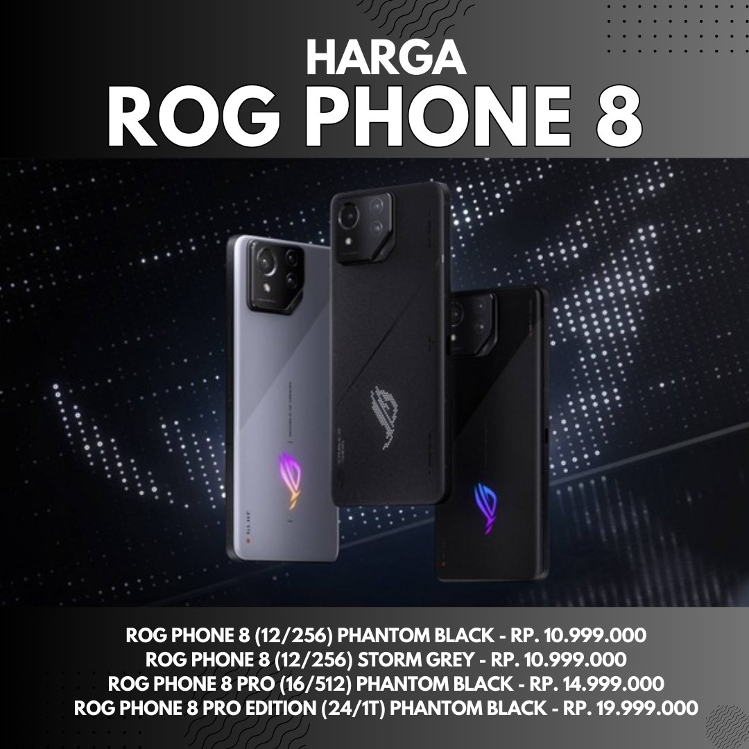 Dengan segala keunggulan #ROGPhoneID Beyond Gaming, tentu kalian penasaran kan berapa harganya. Nah ini dia nih Harga &amp; Ketersediaan ROG Phone 8! <a href="/ASUS_ROG_ID/">ROG Indonesia</a>
