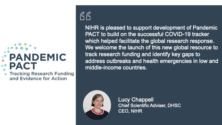 📢 Today we're launching Pandemic PACT! ⏲️13h30 GMT👉🏼bit.ly/3OxJKW0 ✅Our agile, powerful research funding tracker will track & analyse data on research funding & evidence for a wide range of diseases with outbreak potential @NIHRglobal @DHSCgovuk @Alice_J_Norton