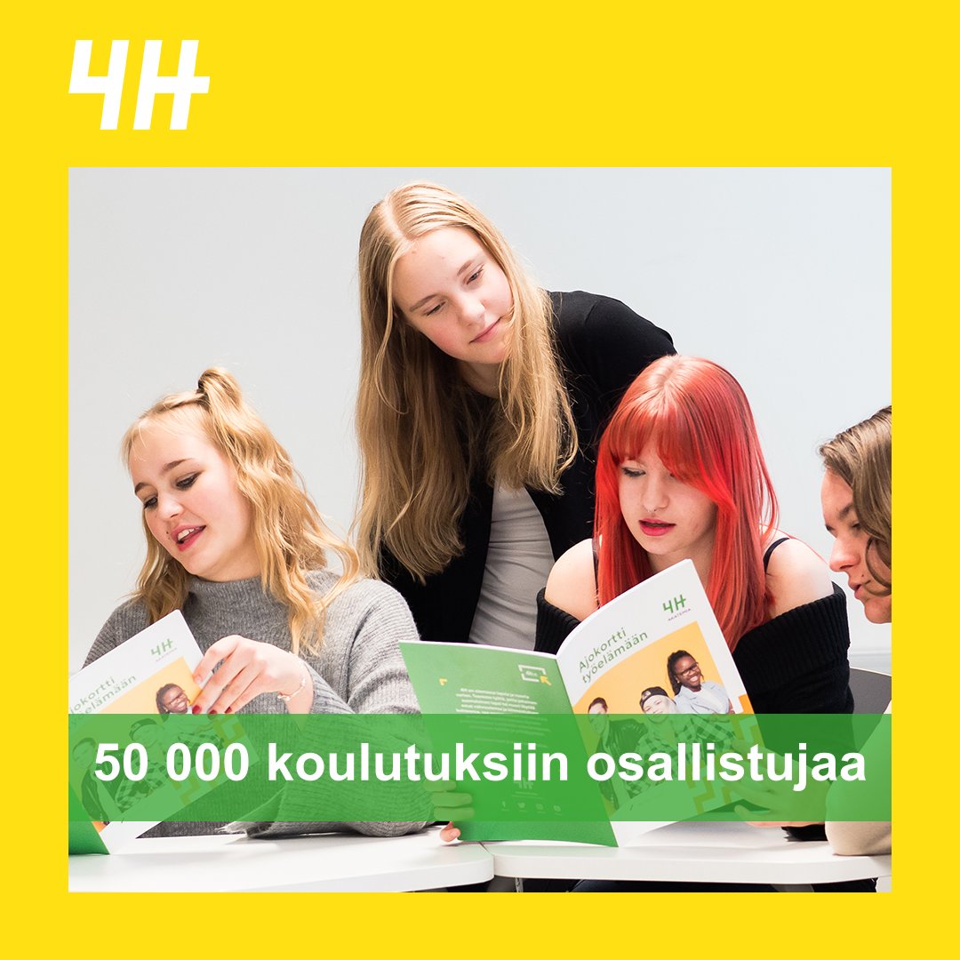 4H-akatemian koulutuksiin osallistui vuonna 2023 50 000 nuorta🤩! 4H-akatemian koulutuksissa opitaan työelämässä tärkeitä tietoja ja taitoja💪. Koulutuksia ovat esimerkiksi 4H-yrityskoulutus sekä Ajokortti työelämään -koulutus. 👉4h-akatemia.fi #yrittäjyyskasvatus