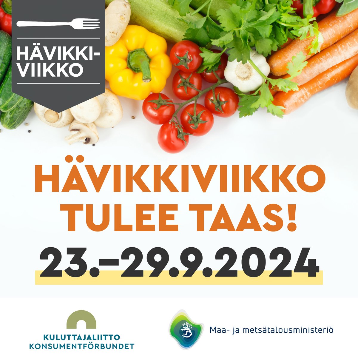 Havikkiviikko's tweet photo. Hävikkiviikko tulee taas syksyllä! Vähennetään yhdessä hävikkiä ja nostetaan ruoan arvostusta 😊🥦🍽️ Tänä vuonna kannustamme myös kasvisten käytön lisäämiseen – ilman hävikkiä tietenkin. Kampanjan toteuttaa @kuluttajaliitto
#hävikkiviikko #ruokahävikki https://t.co/V2TuKUOCdL