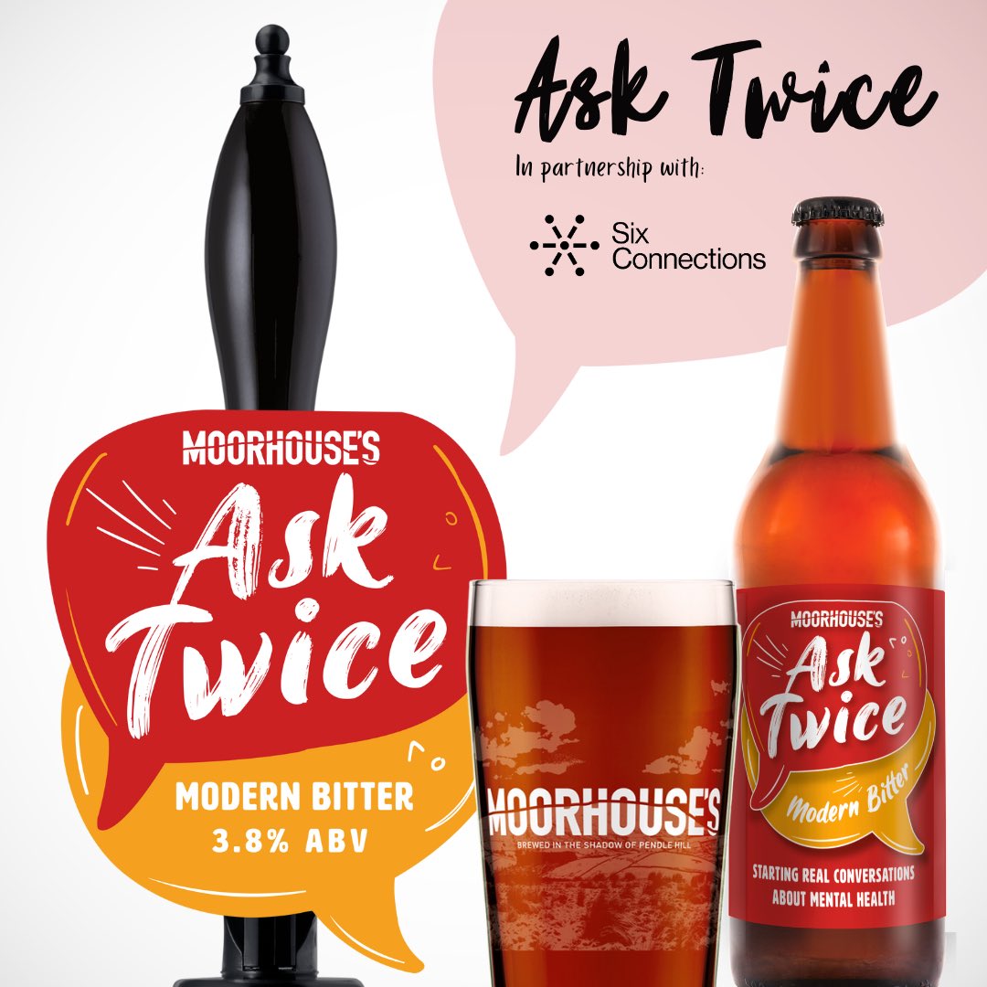 Moorhouse's Brewery (@moorhousesbrew) on Twitter photo ASK TWICE 3.8% // Session bitter, rich amber in colour with aromas of tangy pink grapefruit & pine. Flavours of dried fruits and a sweet caramel malt balance.
Every purchase contributes to <a href="/PoweredByMates/">Six Connections</a>, helping them to continue to combat the stigma surrounding mental health. ASK TWICE 3.8% // Session bitter, rich amber in colour with aromas of tangy pink grapefruit & pine. Flavours of dried fruits and a sweet caramel malt balance.
Every purchase contributes to <a href="/PoweredByMates/">Six Connections</a>, helping them to continue to combat the stigma surrounding mental health.