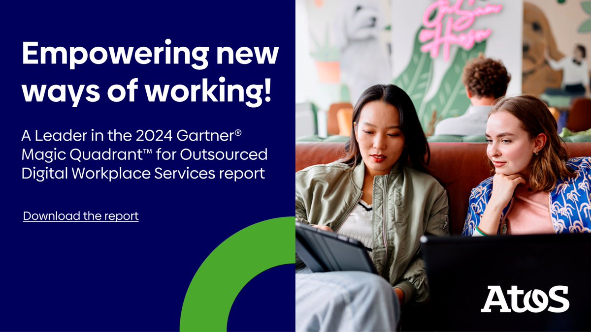 Atos named a Leader in @Gartner_inc 2024 Magic Quadrant™ for Outsourced #DigitalWorkplace Services! 🏆 With our innovative Engaged Employee Experience and #GenAI-enabled platforms, we're shaping the #FutureOfWork. 👉 Discover more ➡️ spr.ly/6011kSPjb #GartnerMagicQuadrant