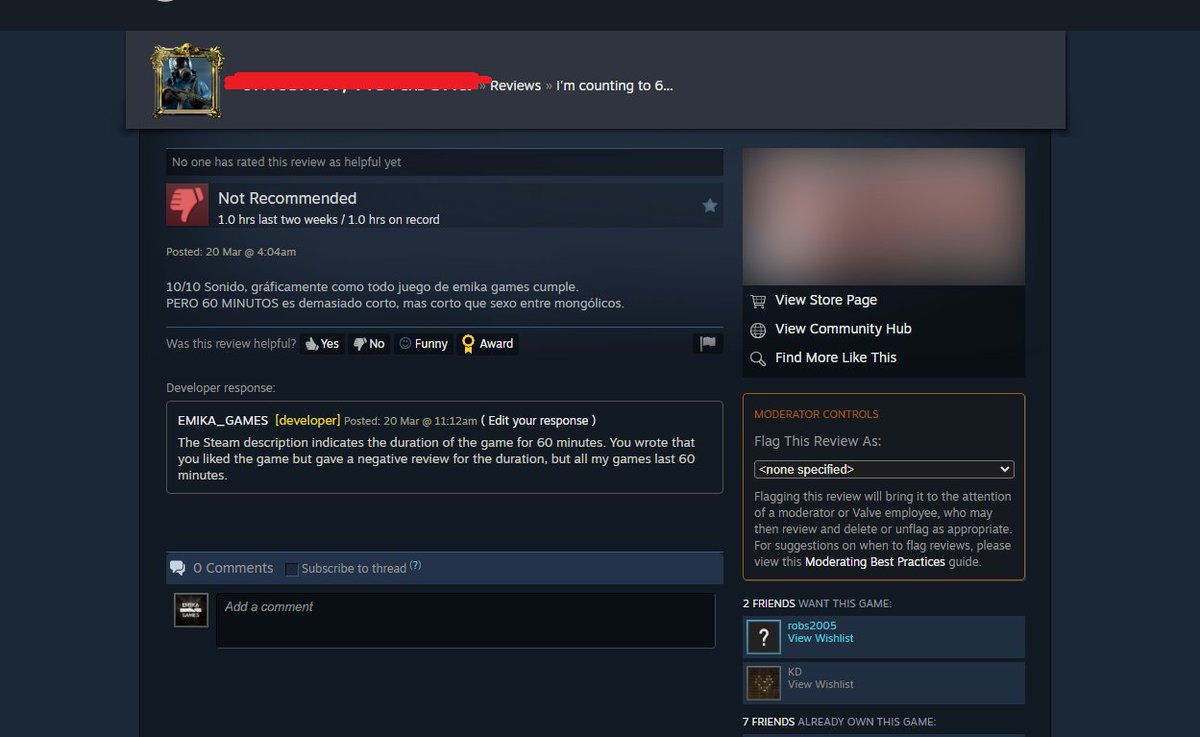 I couldn't get past such a review in Steam. Sometimes I don't understand  what people want from me at all. 10/10 but putting your finger down for the  duration of the game, image size:1200x737