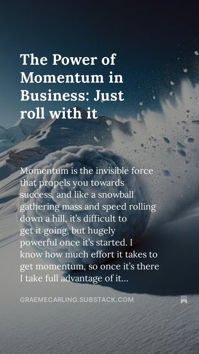 Have a read of my thoughts on the power of momentum in business below. 👇 open.substack.com/pub/graemecarl…